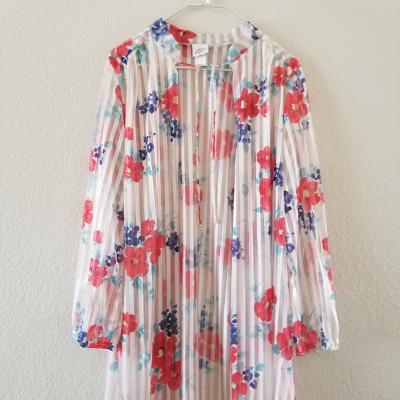 Vintage Laurel Ridge Semi Sheer Floral Print Kimono Top Size 16 - Picture 3 of 7